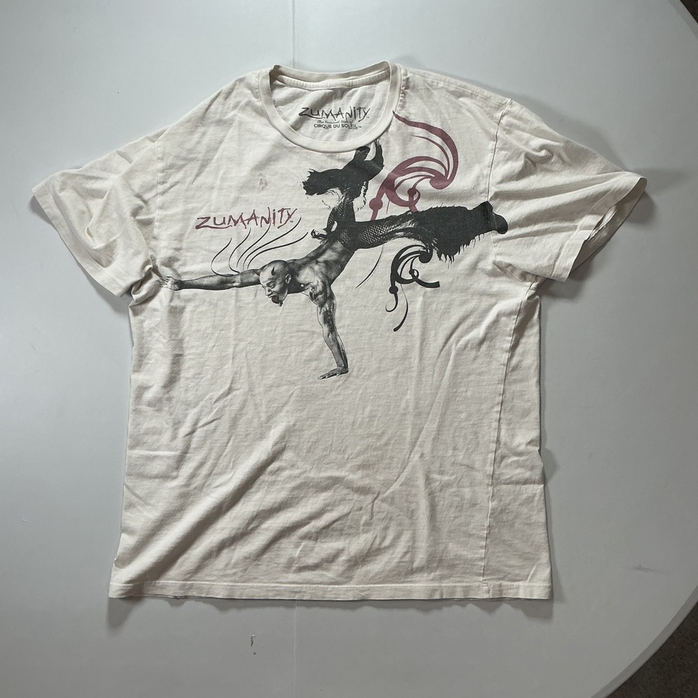 Cirque du Soleil Zumanity Graphic Tee Mens XL Cream Artistic Acrobat Streetwear